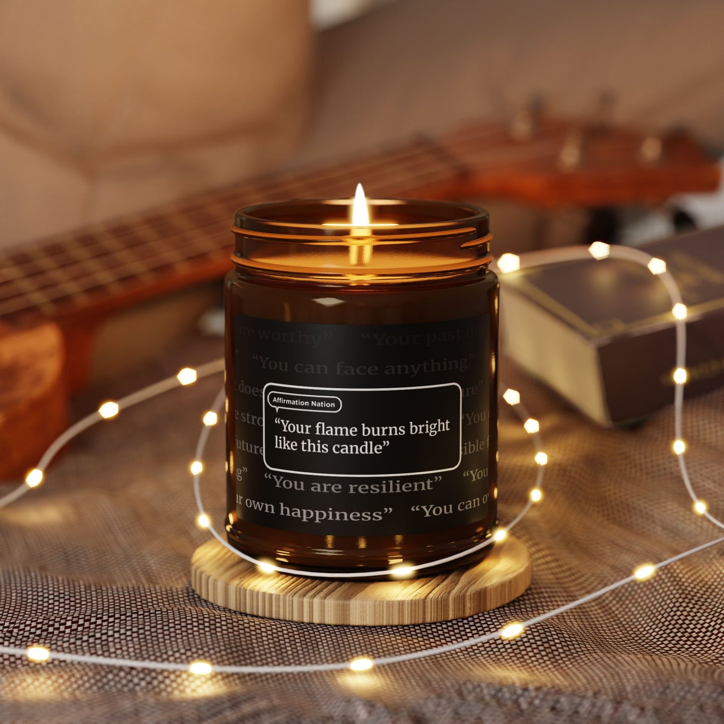 Motivational Scented Soy Candle - "Your flame burns bright like this candle", Relaxing Gift, Wellness, Home Decor, Self-Care, Inspirational Quote Candle