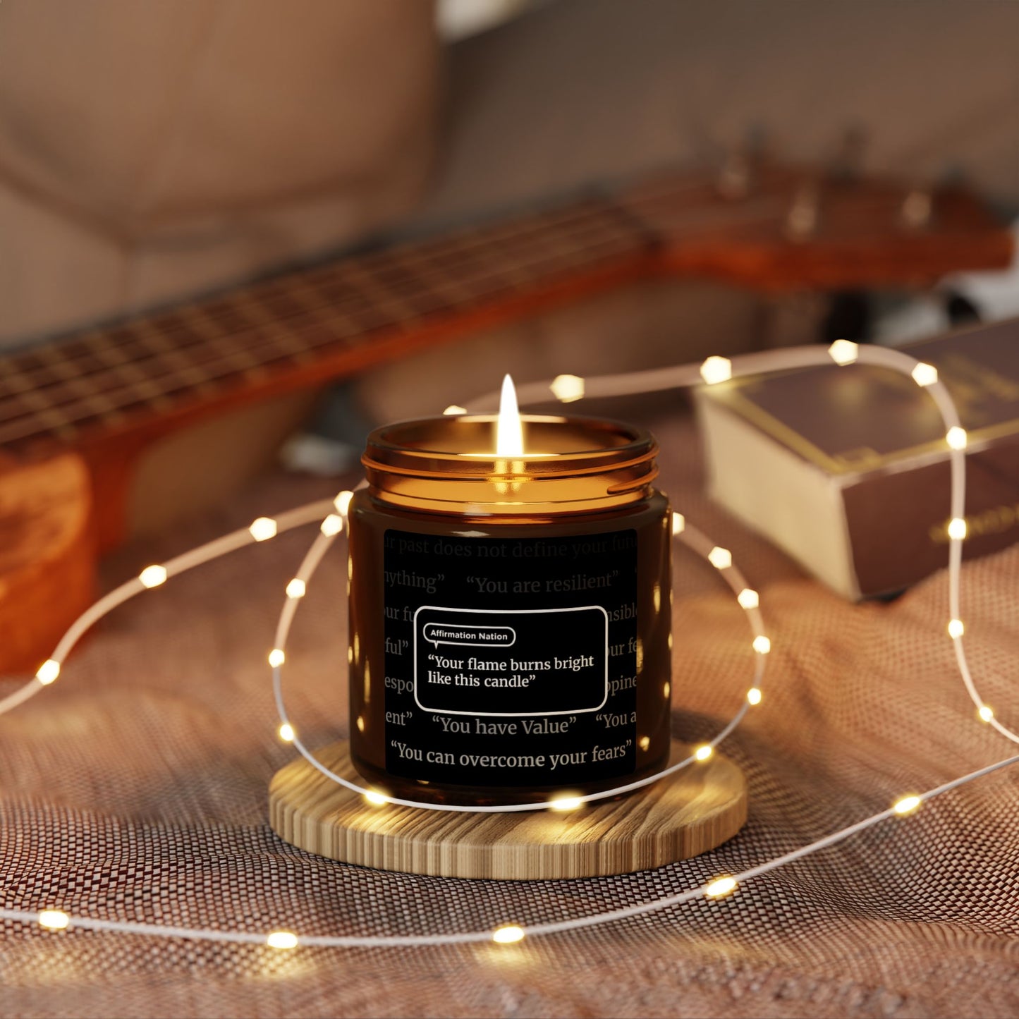 Motivational Scented Soy Candle - "Your flame burns bright like this candle", Relaxing Gift, Wellness, Home Decor, Self-Care, Inspirational Quote Candle
