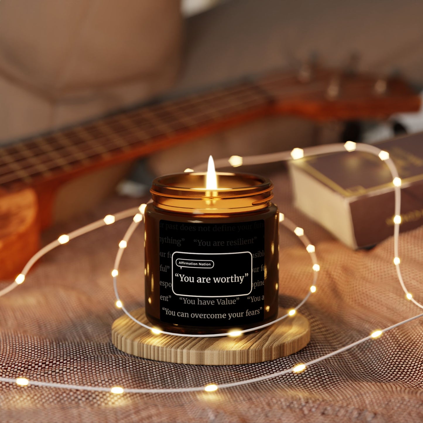 Motivational Scented Soy Candle - "You Are Worthy", Relaxing Gift, Wellness, Home Decor, Self-Care, Inspirational Quote Candle