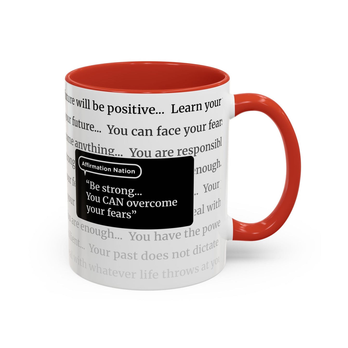 Inspirational Coffee Mug. "You can overcome your fears". Affirmation Cup, Office Mug, Gift for Encouragement