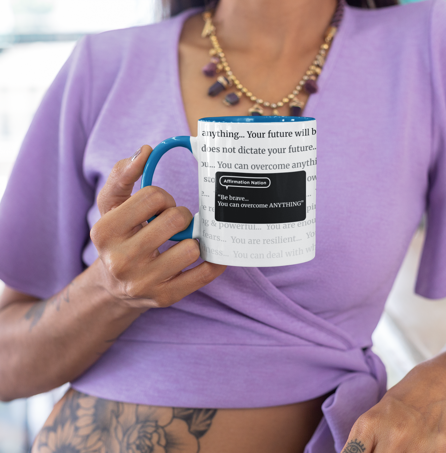 Inspirational Coffee Mug. "You can overcome anything" Affirmation Cup, Office Mug, Gift for Encouragement