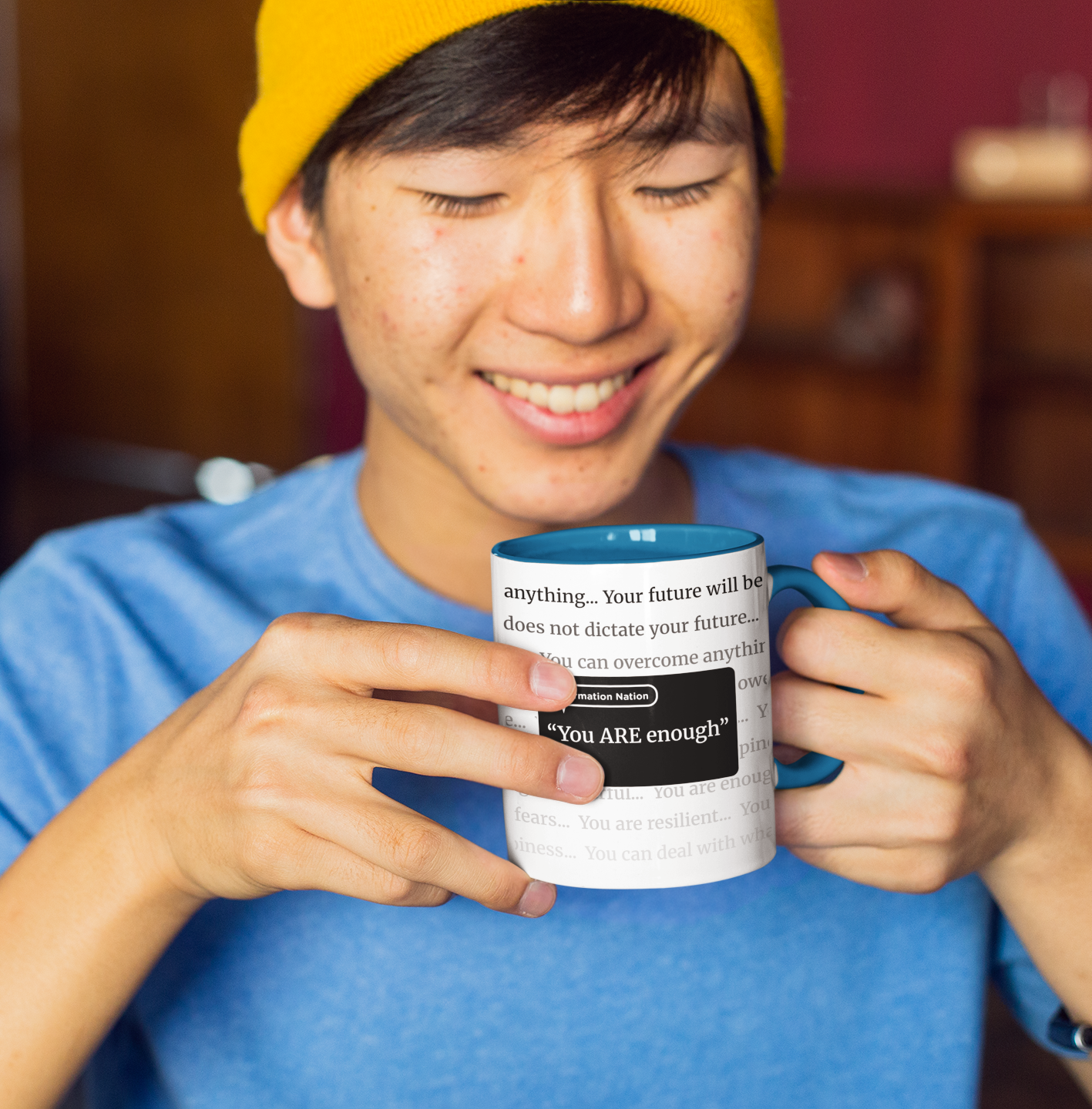 Inspirational Coffee Mug. "You are enough". Affirmation Cup, Office Mug, Gift for Encouragement