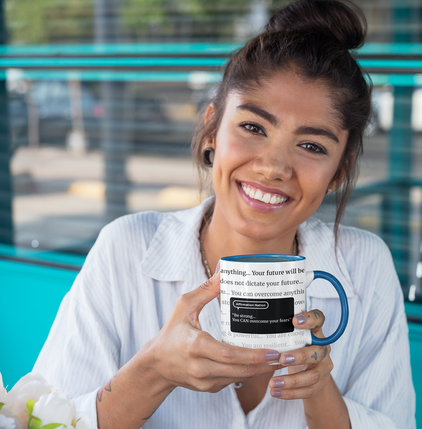 Inspirational Coffee Mug. "You can overcome your fears". Affirmation Cup, Office Mug, Gift for Encouragement