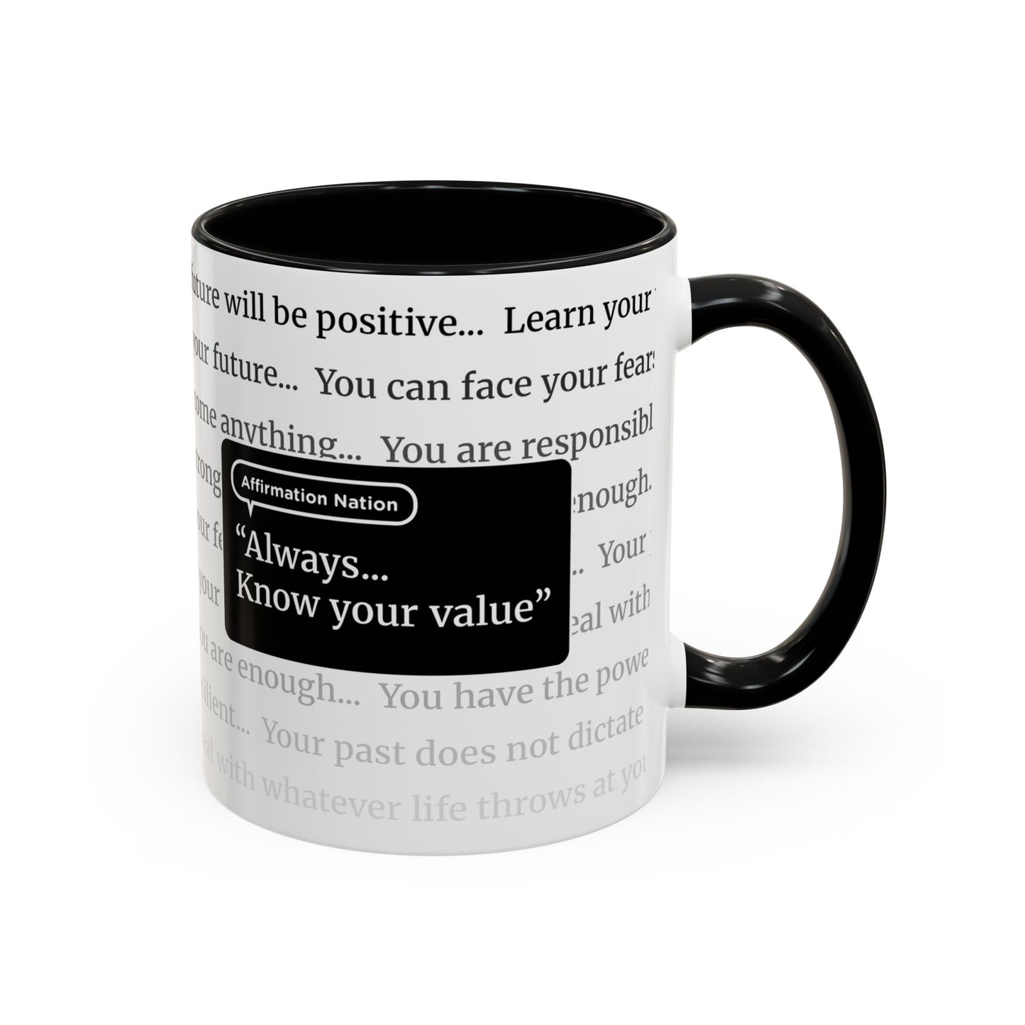 Inspirational Coffee Mug. "Know your value". Affirmation Cup, Office Mug, Gift for Encouragement