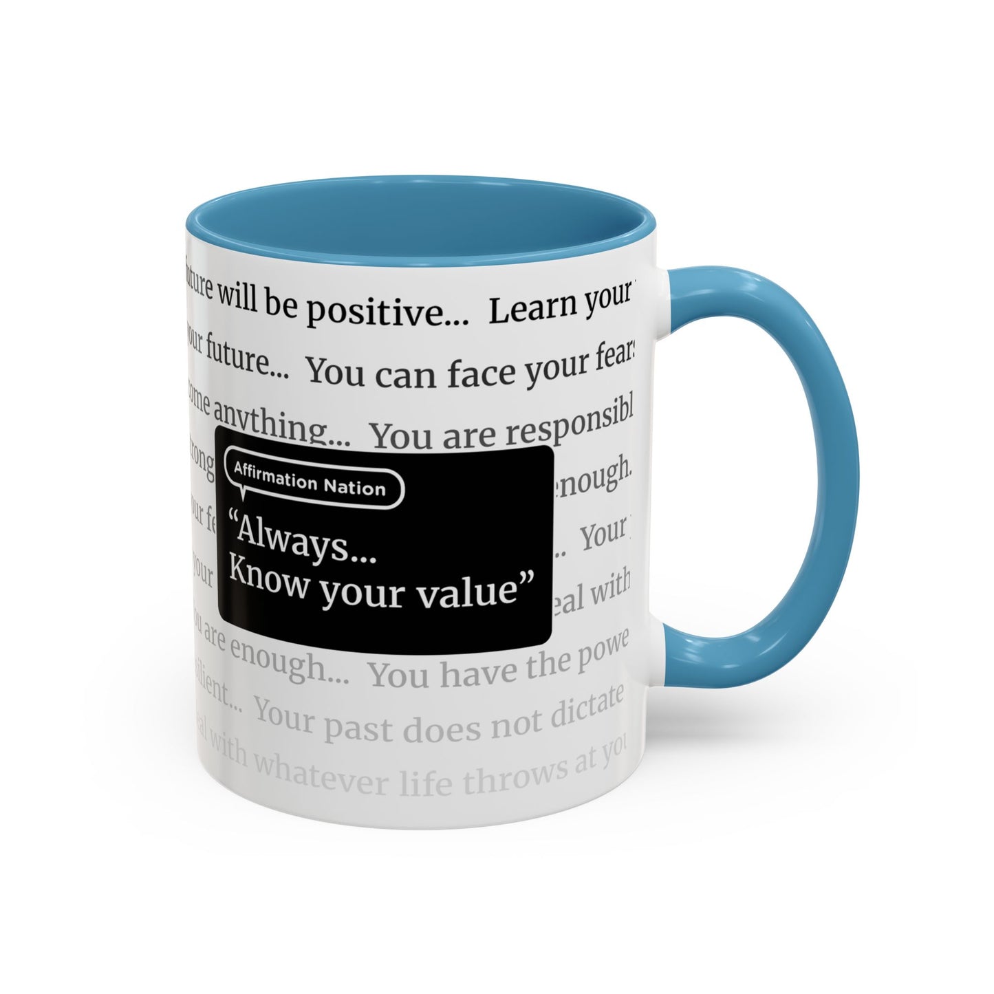 Inspirational Coffee Mug. "Know your value". Affirmation Cup, Office Mug, Gift for Encouragement