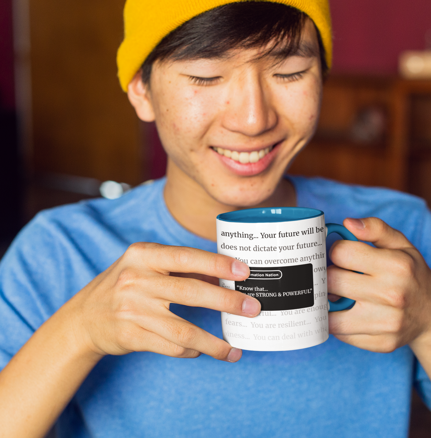 Inspirational Coffee Mug. "You are strong and powerful" Affirmation Cup, Office Mug, Gift for Encouragement
