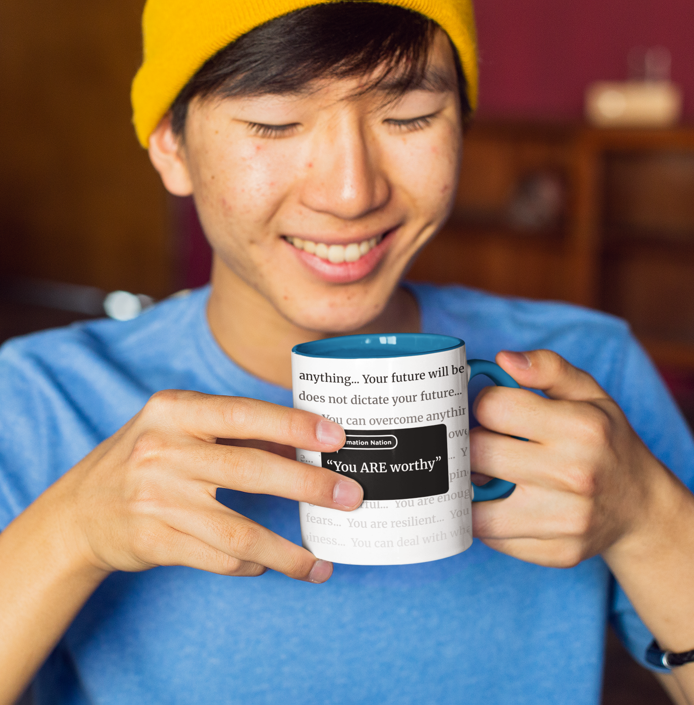 Inspirational Coffee Mug. "You are worthy". Affirmation Cup, Office Mug, Gift for Encouragement